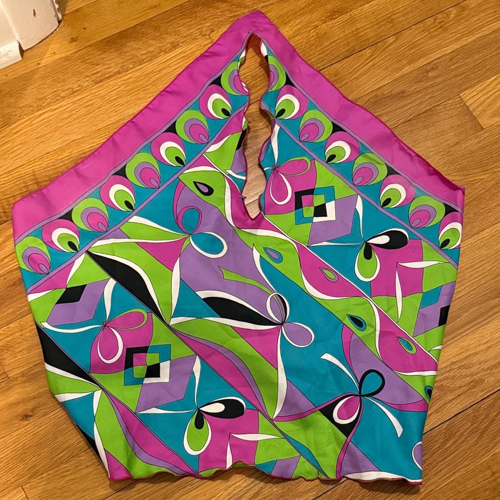 Nordstrom Multicolor Geometric Tie Back Scarf Top